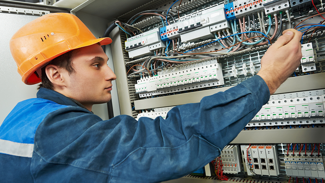 Student working in a control panel